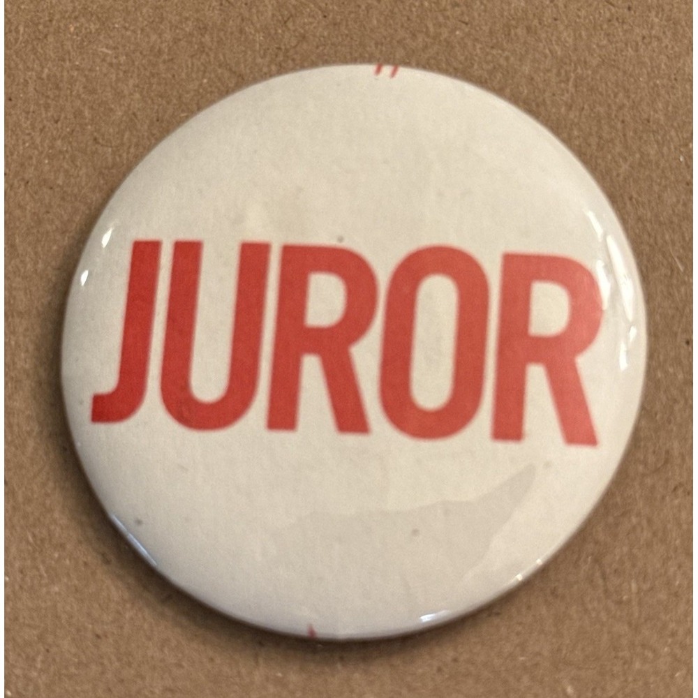Juror White Vintage Pinback Button Pin Round Circle